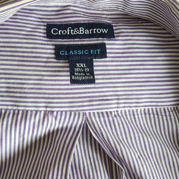 !LOWEST OFFER! Croft and Barrow Purple & White striped button down, XXL - Picture 2 of 6